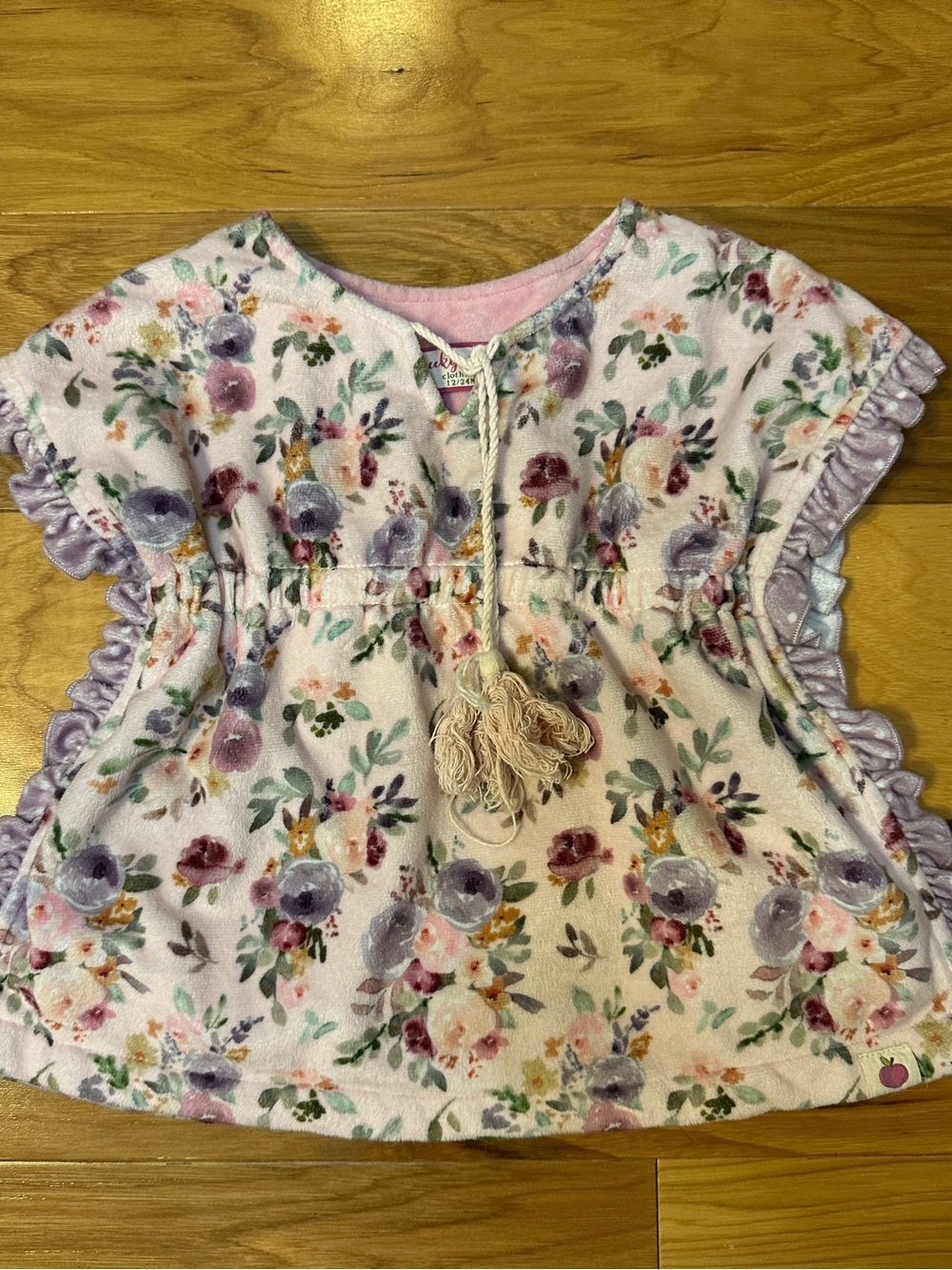 Cheeky Plum Floral Terry Swim Cover Up Ruffle Tassel Boho Boutique Beach 12-24M